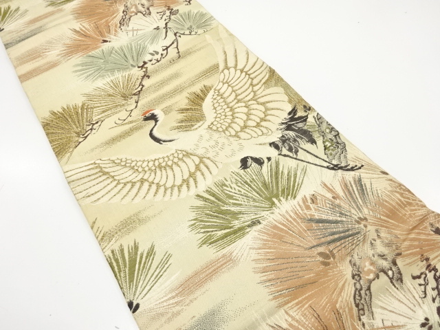 アンティーク　鶴に松模様織り出し丸帯（材料）